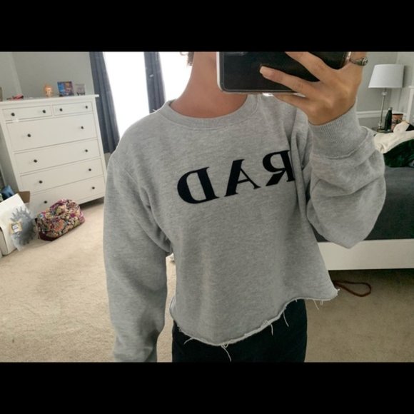 Rad Brandy Melville Grey Cropped Sweatshirt - Picture 4 of 6
